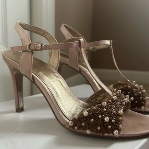 Adrianna Papell, Rose Gold Beaded Heel